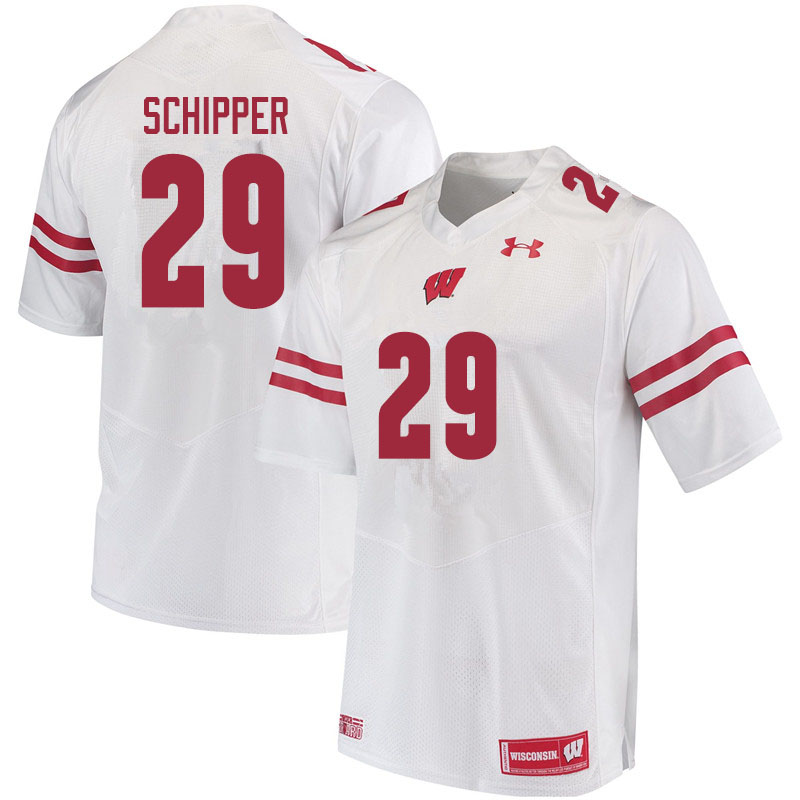 Men #29 Brady Schipper Wisconsin Badgers College Football Jerseys Sale-White - Click Image to Close